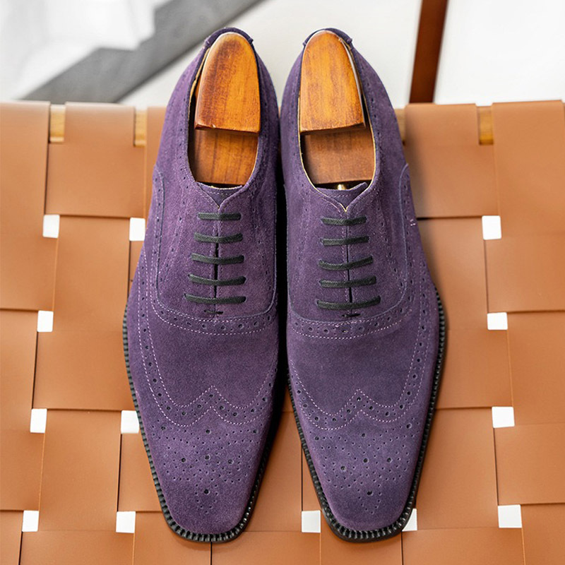 GUYSTEP™Men's pointed toe British formal business frosted lace-up casual leather shoes