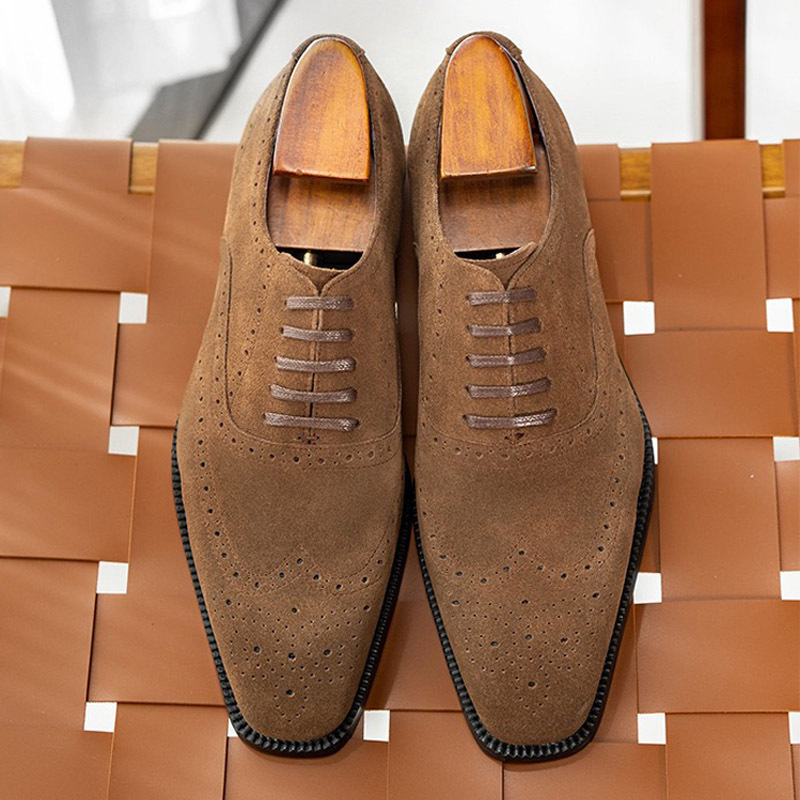 GUYSTEP™Men's pointed toe British formal business frosted lace-up casual leather shoes