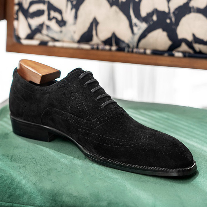 GUYSTEP™Men's pointed toe British formal business frosted lace-up casual leather shoes