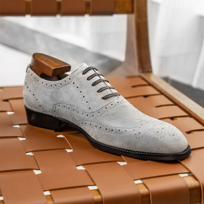 GUYSTEP™Men's pointed toe British formal business frosted lace-up casual leather shoes