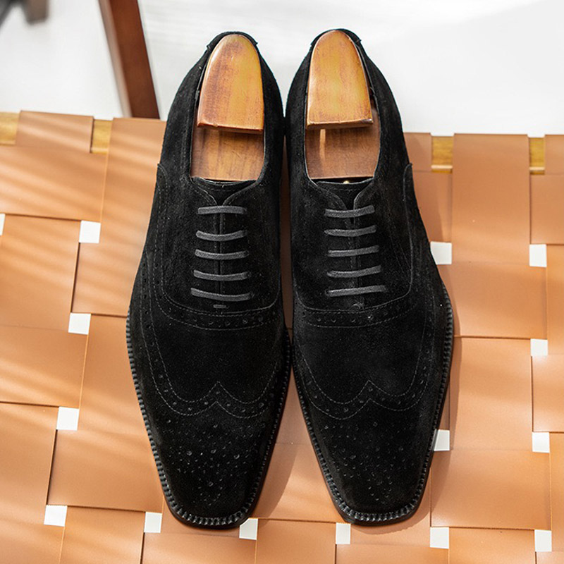 GUYSTEP™Men's pointed toe British formal business frosted lace-up casual leather shoes