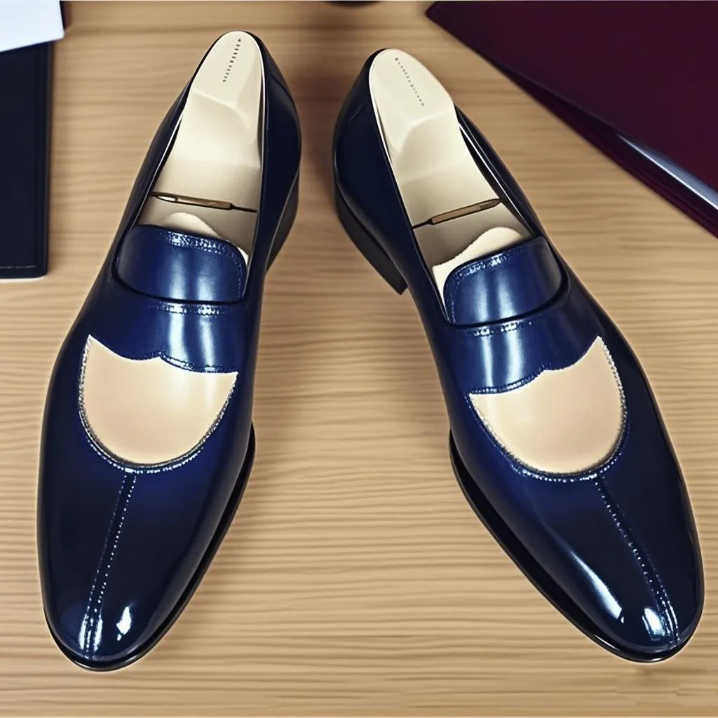 Stylish Navy - Blue Leather Loafers: Elegant and Sophisticated Footwear