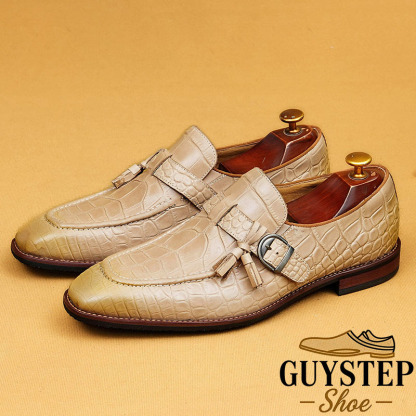 2026 New Men's Top Grain Cowhide Leather British Retro Tassel Buckle Business Casual Leather Shoes