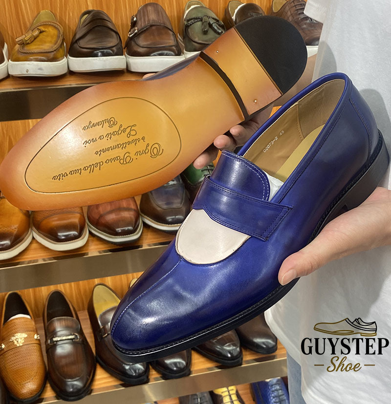 Stylish Navy - Blue Leather Loafers: Elegant and Sophisticated Footwear