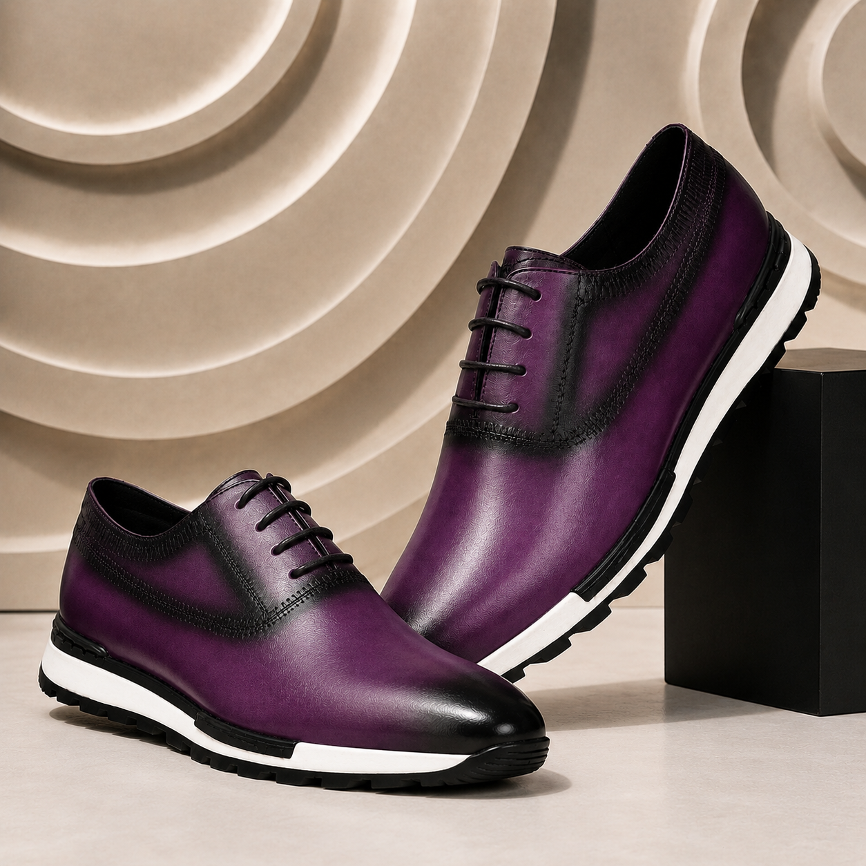 Men's Leather Lace-Up Casual Sneakers – Available in Multiple Colors