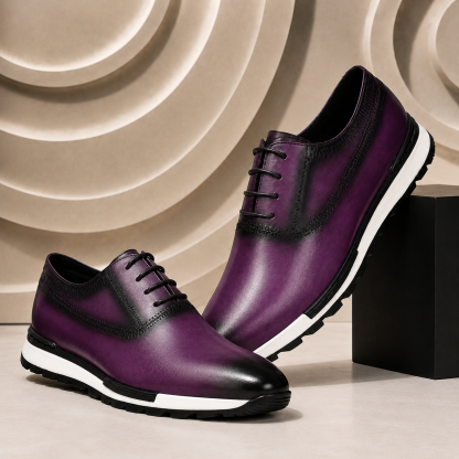 Men's Leather Lace-Up Casual Sneakers – Available in Multiple Colors
