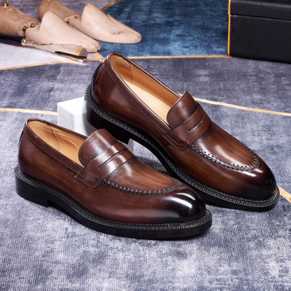 Men's Genuine Leather Casual Slip-On Loafers