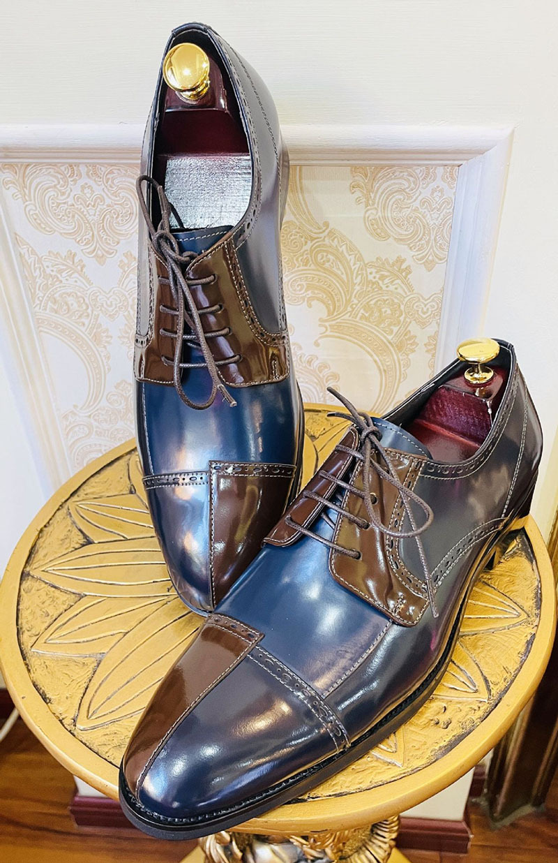 Colorblock high-end business leather men's casual leather shoes