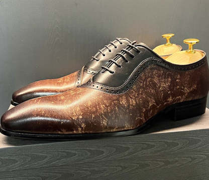 Men's Genuine Leather Printed Brogue Oxford Shoes