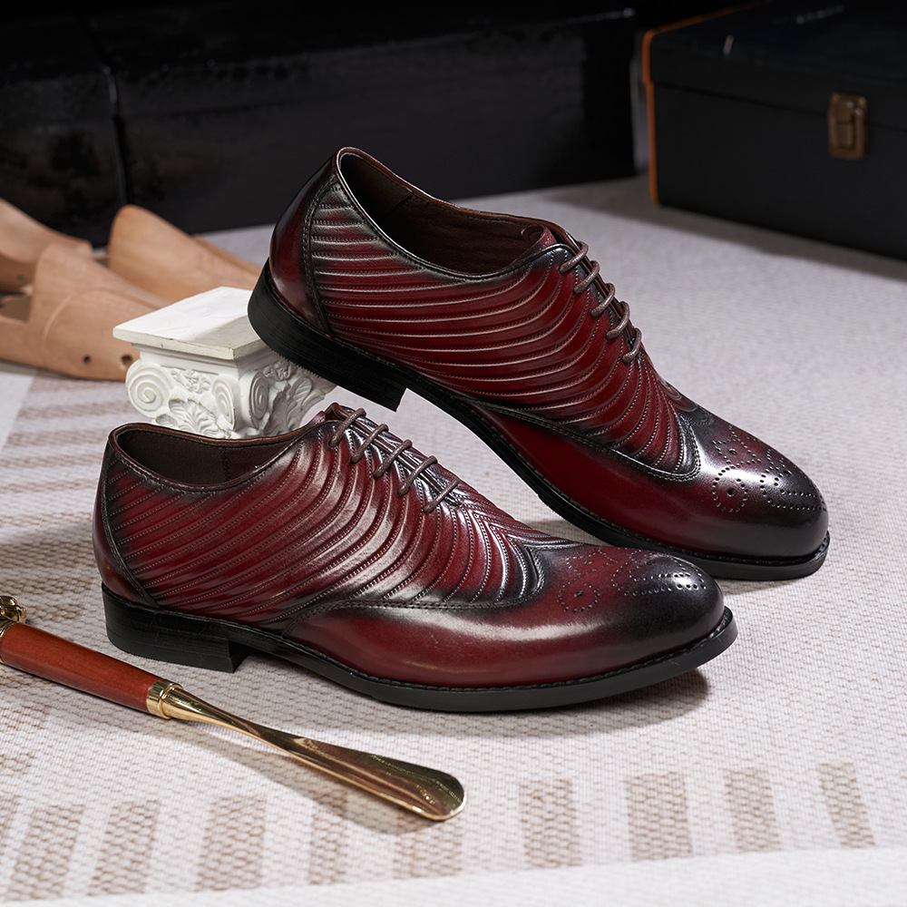 Men's Business Casual Embossed Cowhide Leather Oxford Shoes