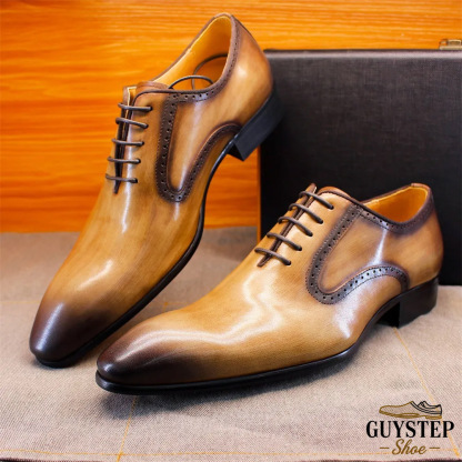 GUYSTEP™ Men's Full-Grain Leather Handcrafted Formal Business Brogue Oxford Shoes