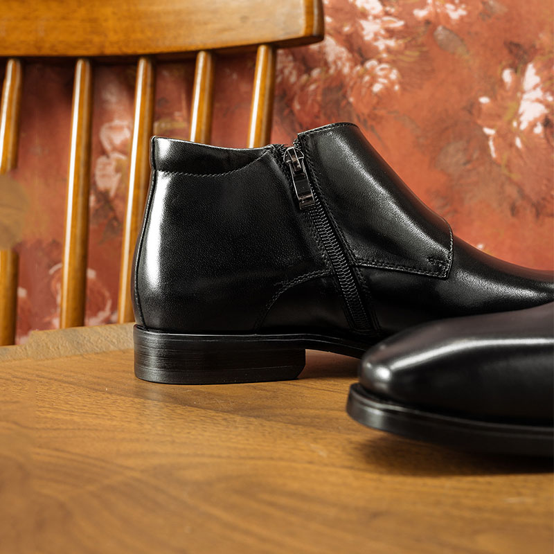 Men's Genuine Leather Square-Toe High-Top Monk Boots