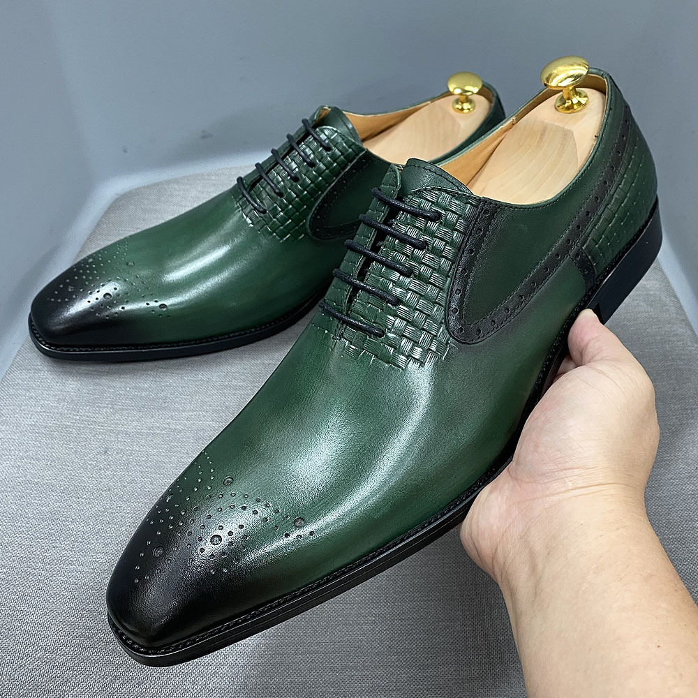 Men's Genuine Leather Business Brogue Oxford Shoes