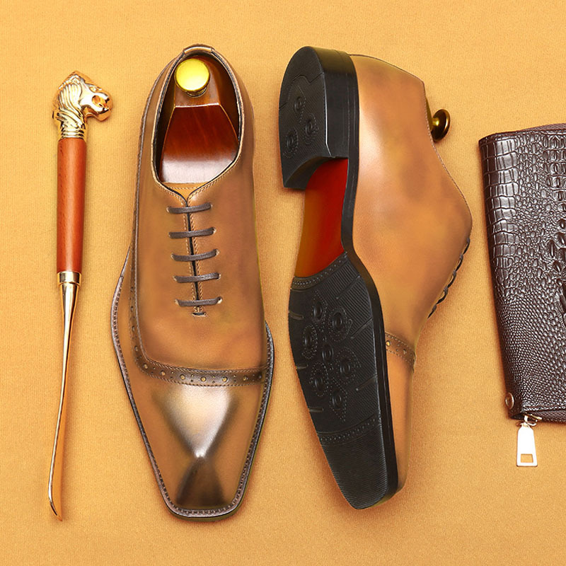 Men's Genuine Leather Brogue Business Dress Shoes