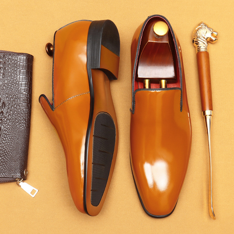 Men's Full-Grain Patent Leather Business-Casual Loafer Shoes