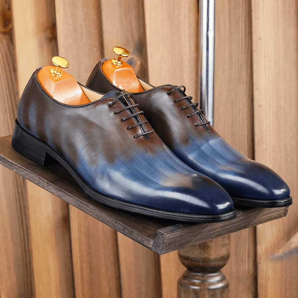 [Copy]Classic Grey Side Buckle Leather Shoes