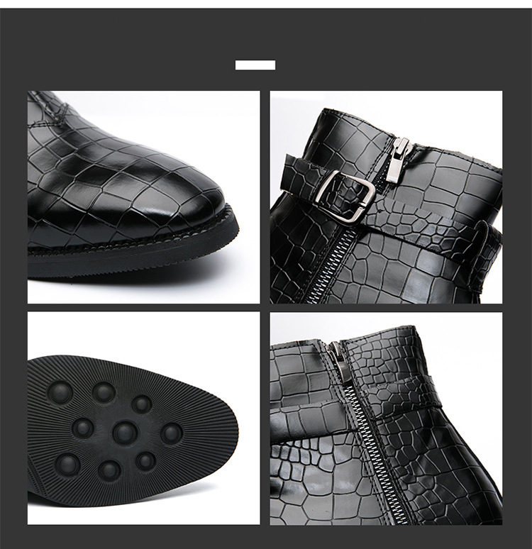 Fashion high top buckle men's boots