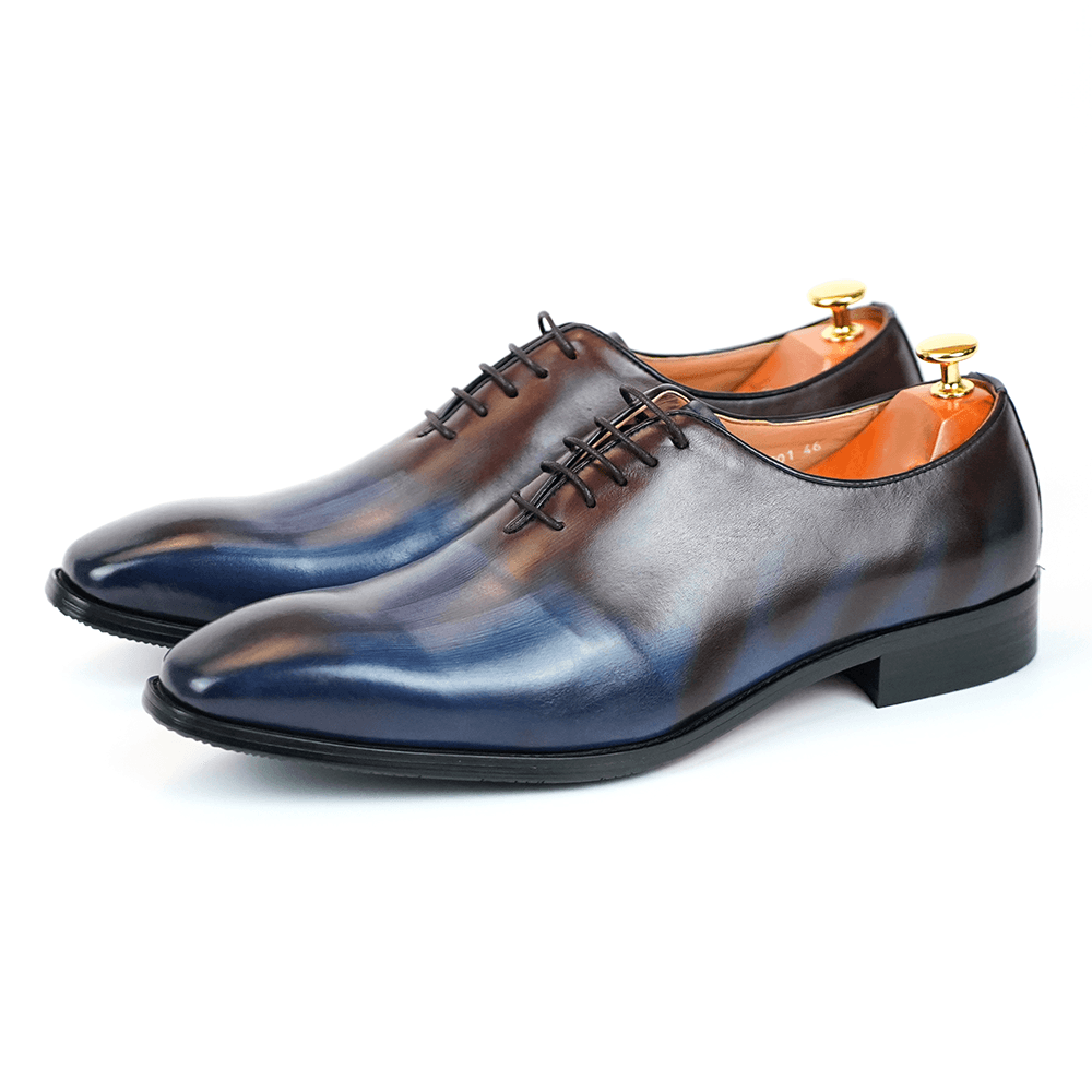 [Copy]Classic Grey Side Buckle Leather Shoes