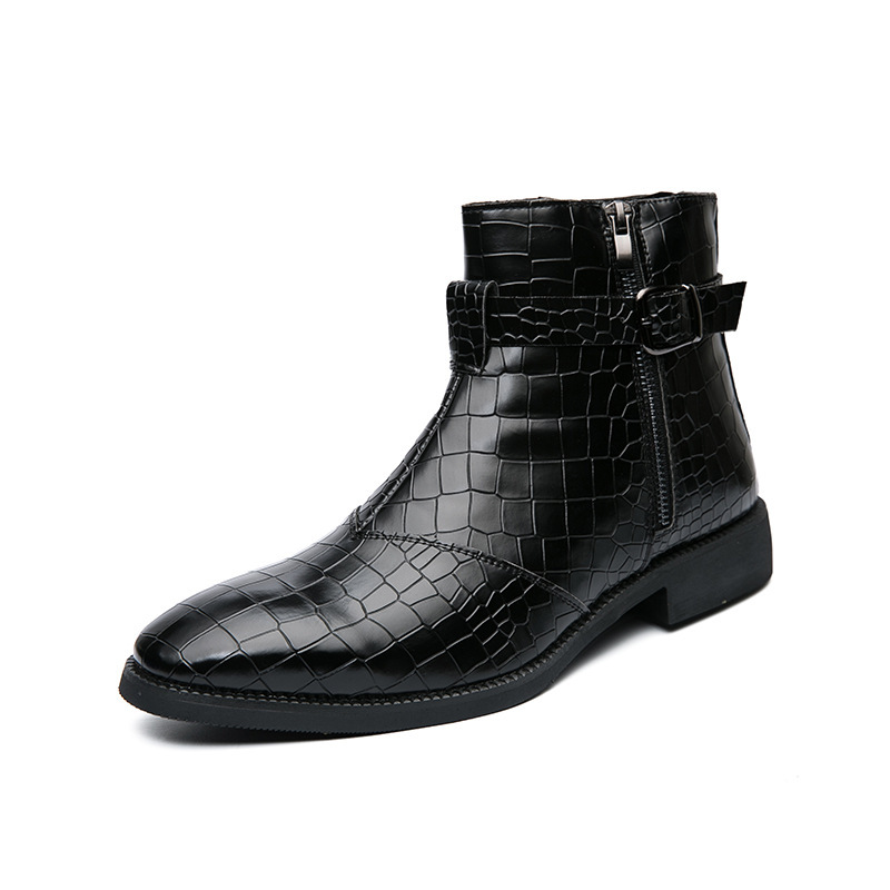 Fashion high top buckle men's boots