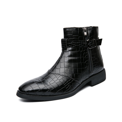 Fashion high top buckle men's boots