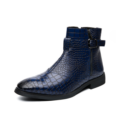 Fashion high top buckle men's boots