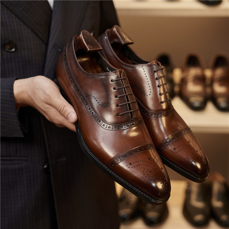 GUYSTEP-Men's classic Oxford brogues dress shoes