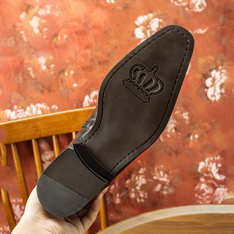 Men's Genuine Leather Square-Toe High-Top Monk Boots