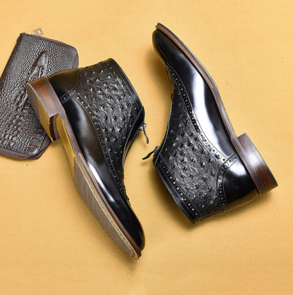 GUYSTEP™-Front Zipper Genuine Leather Ankle Boots