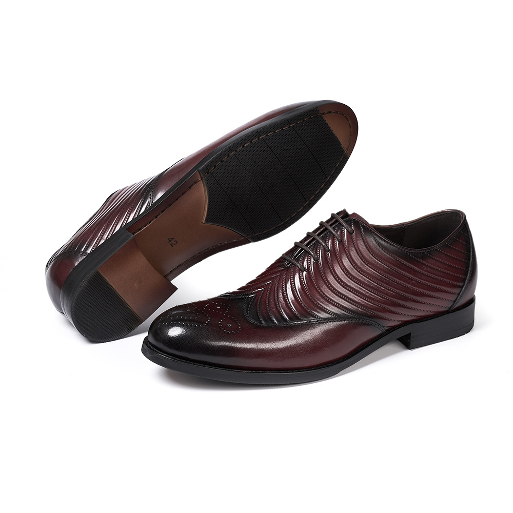 Men's Business Casual Embossed Cowhide Leather Oxford Shoes