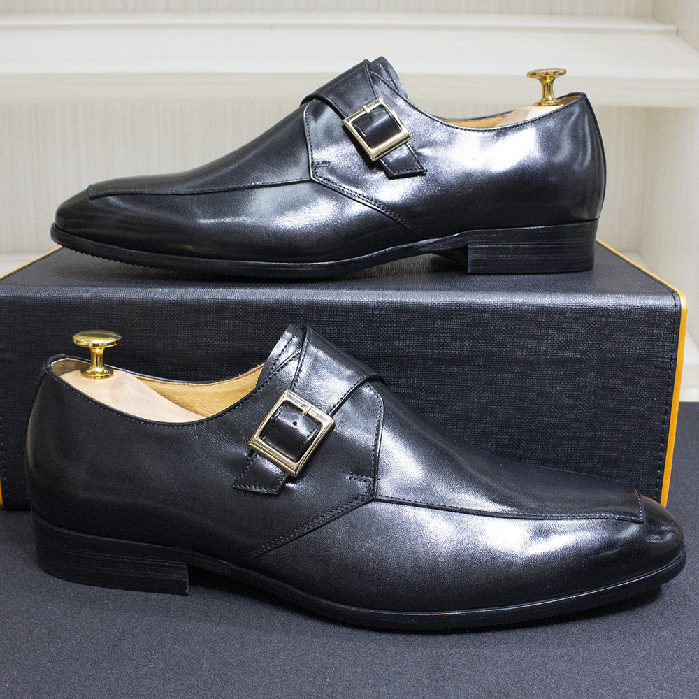 Men's Handcrafted Genuine Leather Formal Buckle Monk Shoes