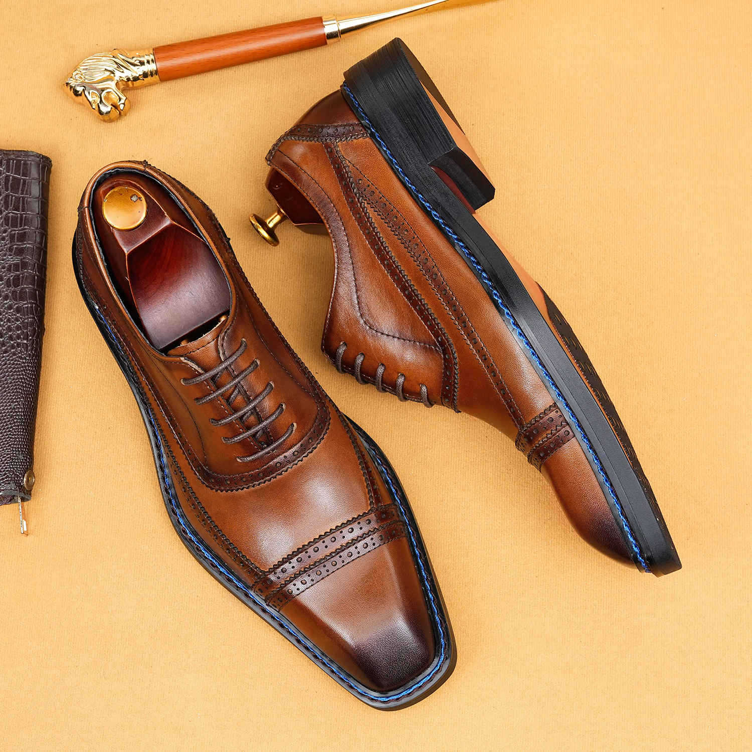 Brogue Carved Business Suit Norwegian Sewn Oxford