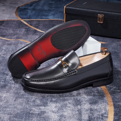 Men's Premium Business Casual Genuine Cowhide Horsebit Loafers