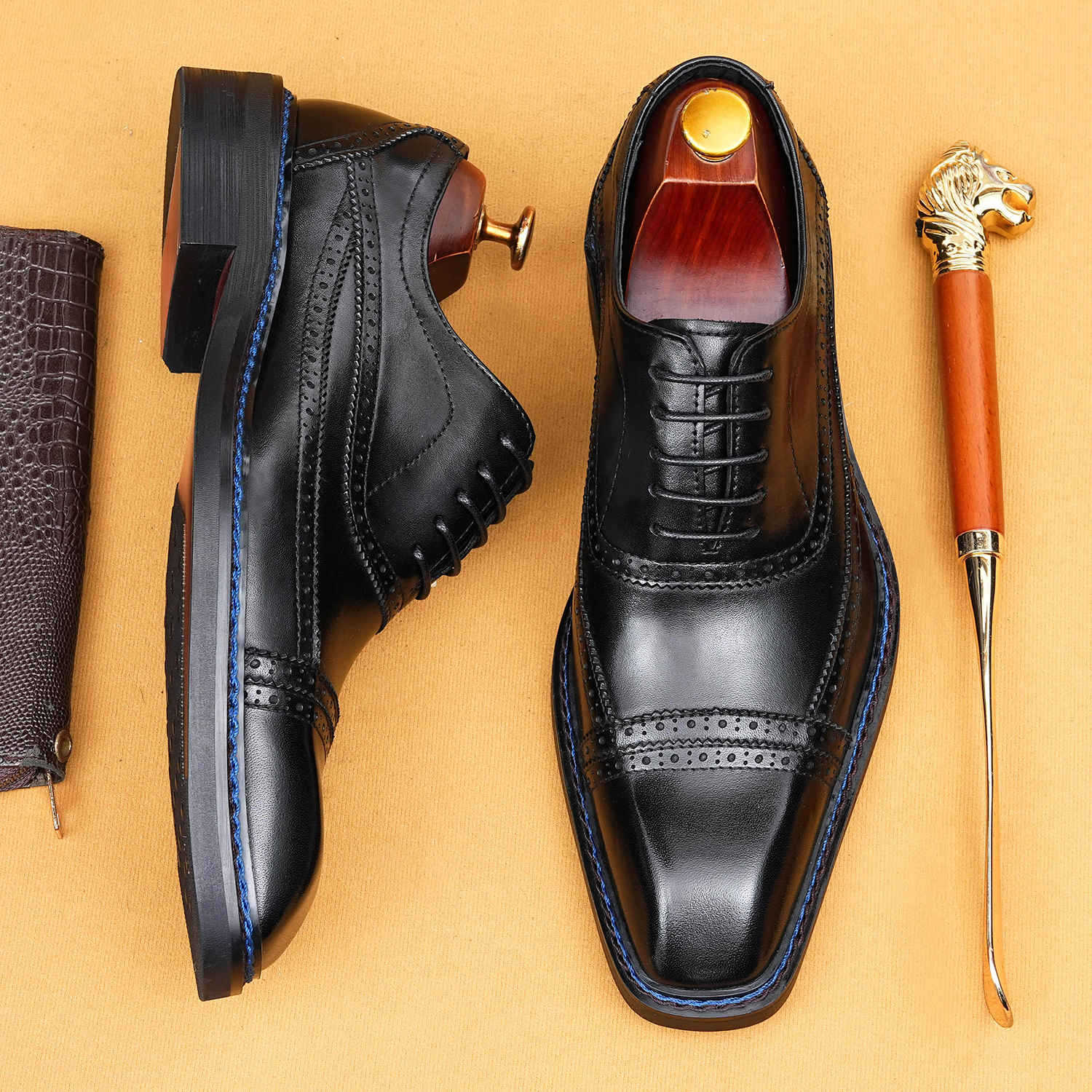 Brogue Carved Business Suit Norwegian Sewn Oxford