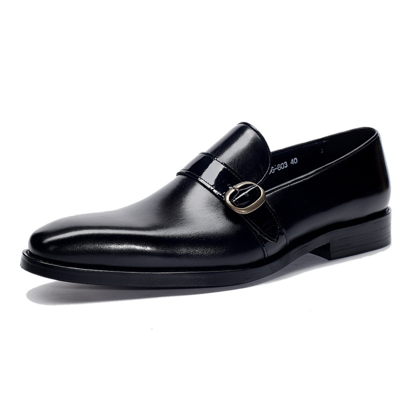Men's shoes spring and summer new business casual leather shoes men's cowhide leather shoes small square head loafers men's agent