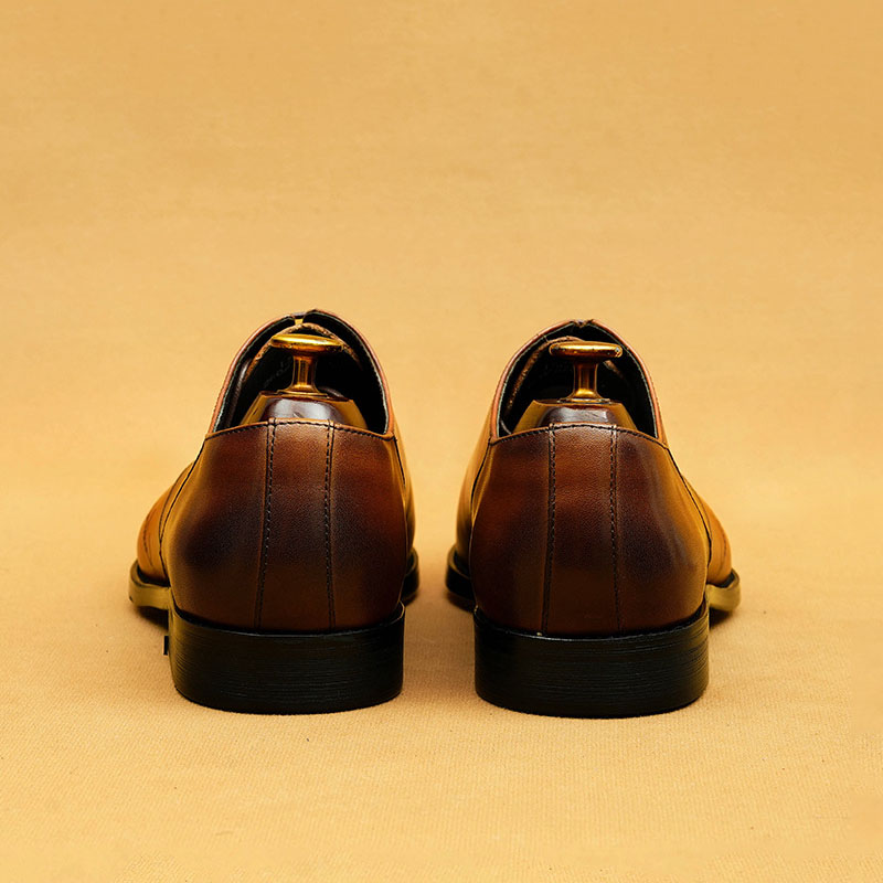 Men's Full-Grain Leather Letter Print Oxford Shoes