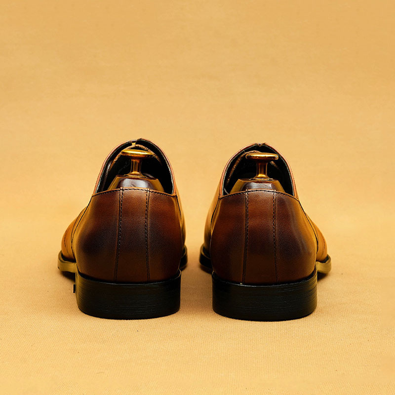 Men's Full-Grain Leather Letter Print Oxford Shoes