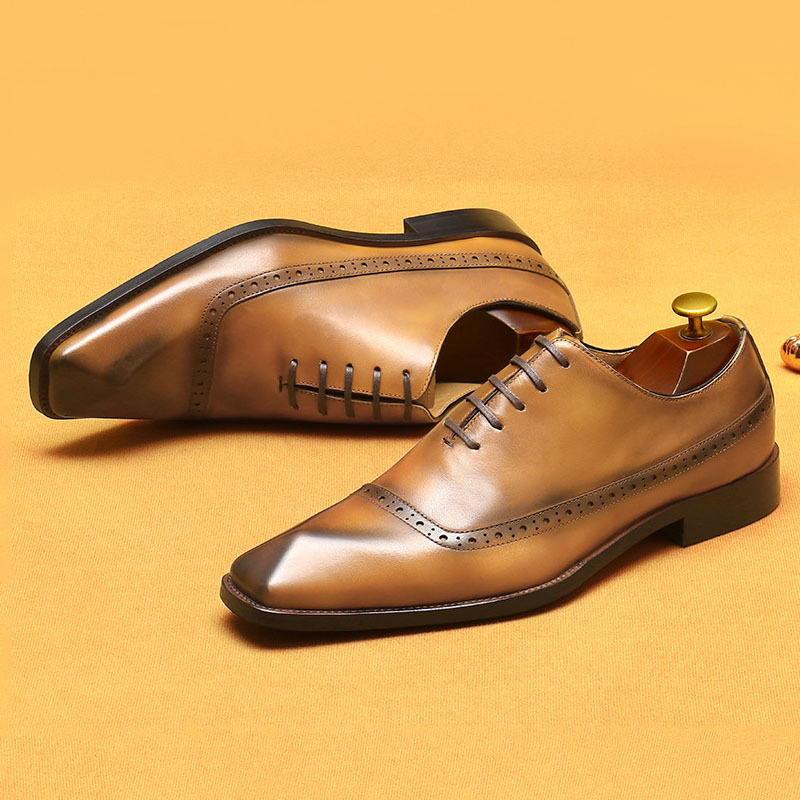 Men's Genuine Leather Brogue Business Dress Shoes
