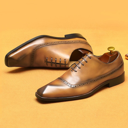 Men's Genuine Leather Brogue Business Dress Shoes