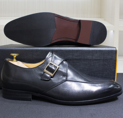 Men's Handcrafted Genuine Leather Formal Buckle Monk Shoes