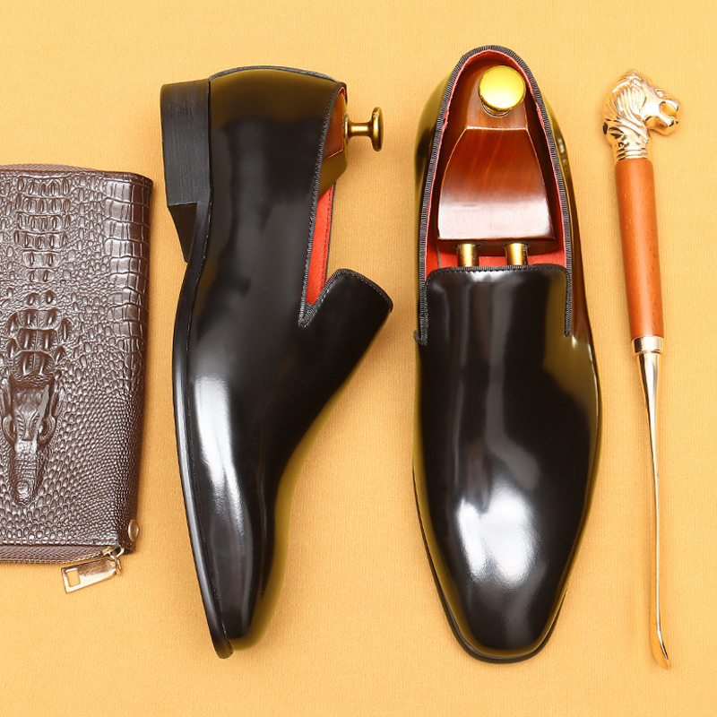 Men's Full-Grain Patent Leather Business-Casual Loafer Shoes