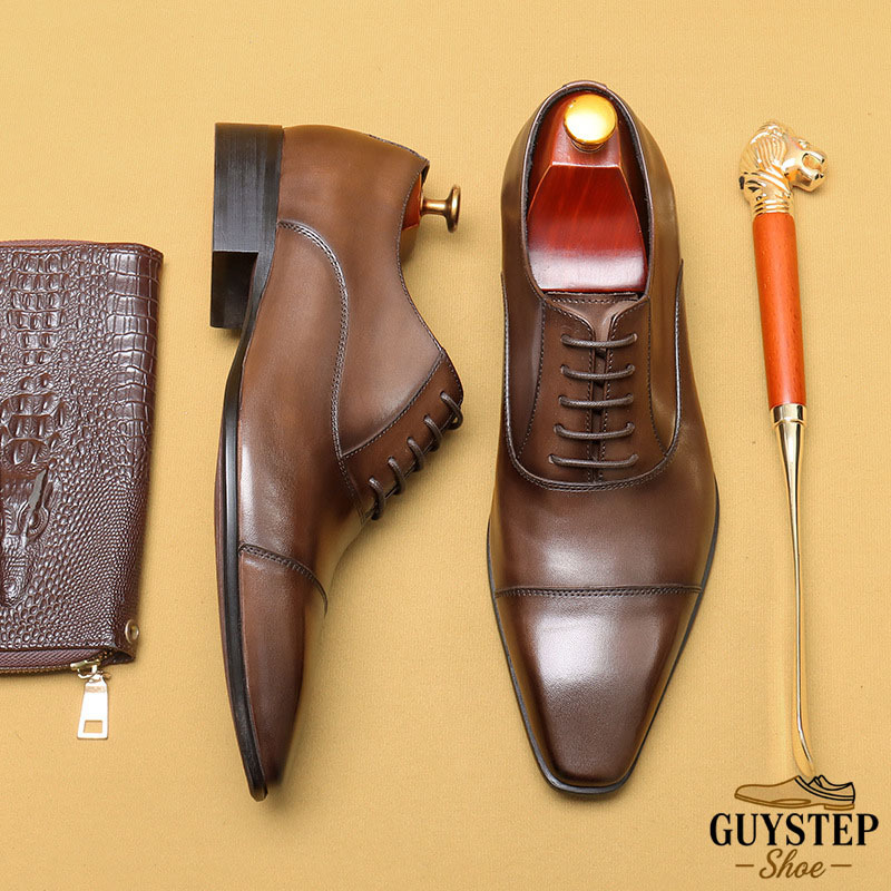 GUYSTEP™ Men's British-Style Oxford Shoes: Genuine Leather, Wear-Resistant Sole | Daily Office Commute & Casual Business Runs