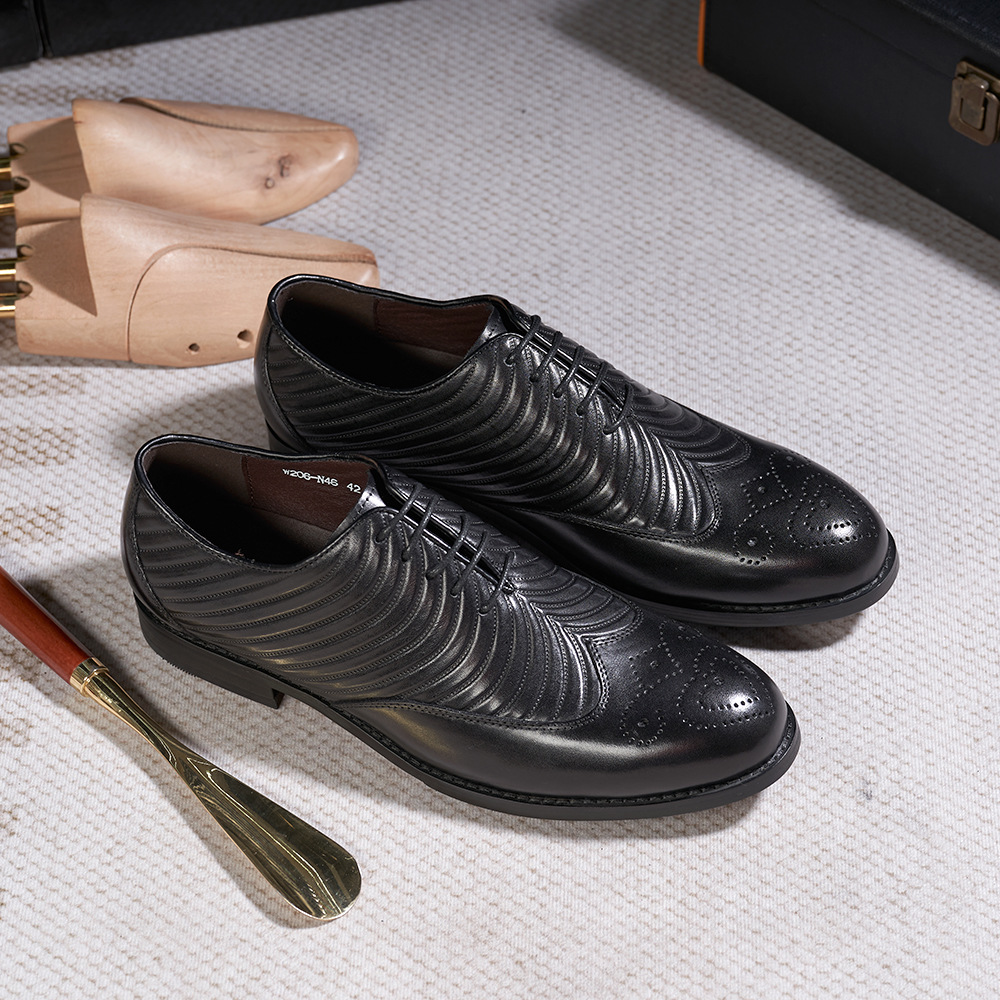 Men's Business Casual Embossed Cowhide Leather Oxford Shoes