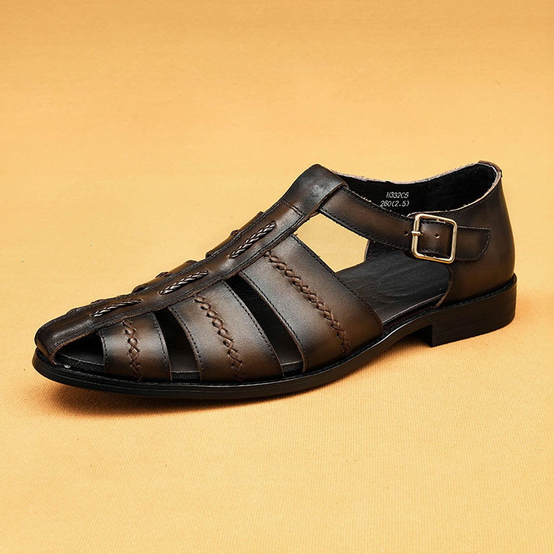 Men's Summer Genuine Leather Vintage Handwoven Roman Sandals