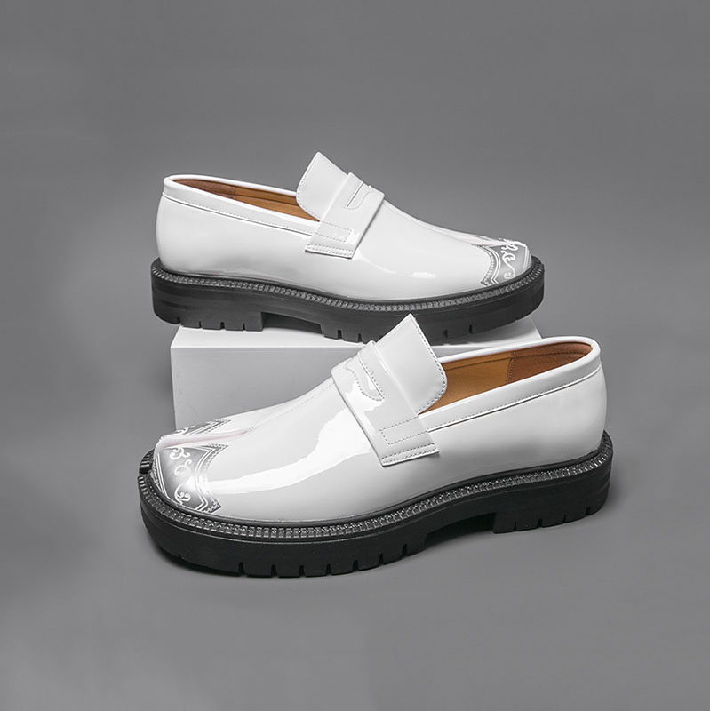 Men's Genuine Leather Round-Toe Platform Split-Toe Loafers