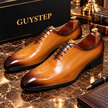 GUYSTEP™Men's simple and stylish genuine leather pointed toe oxford shoes