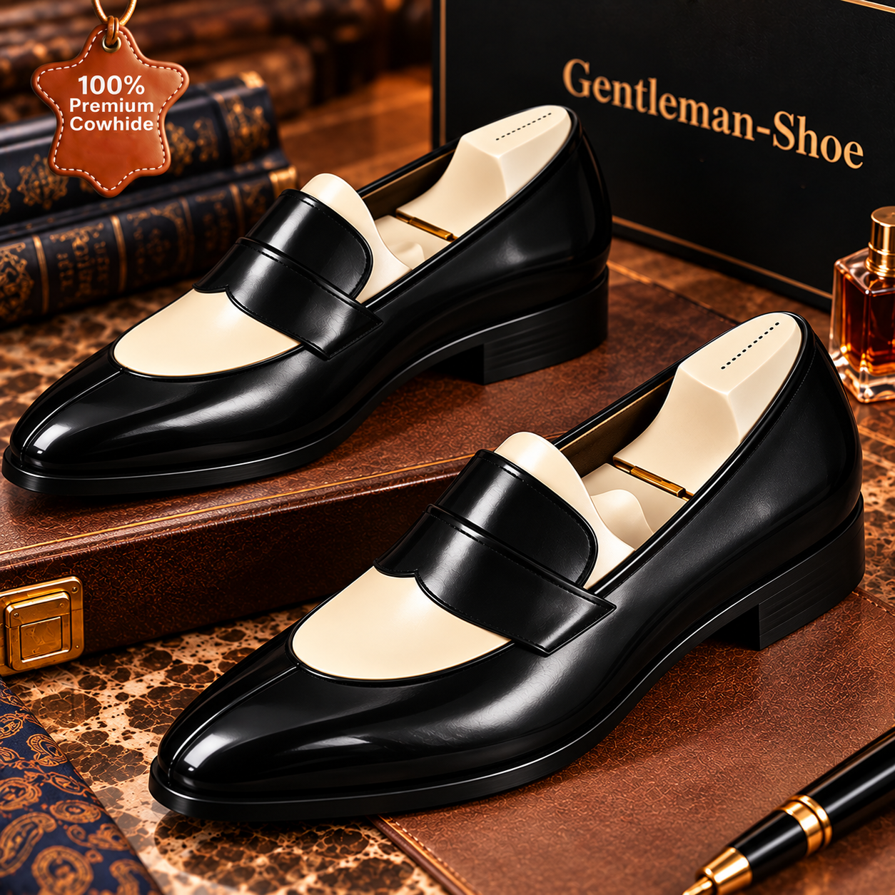 Stylish Navy - Blue Leather Loafers: Elegant and Sophisticated Footwear