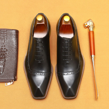 Men's Genuine Leather Brogue Business Dress Shoes