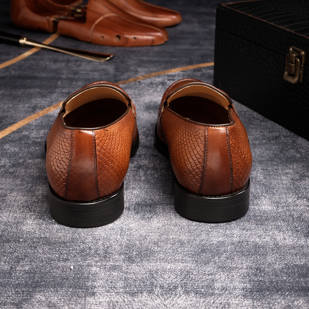 Men's Genuine Leather Handcrafted Snakeskin-Patterned Loafers
