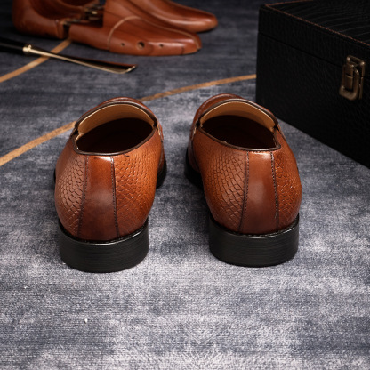 Men's Genuine Leather Handcrafted Snakeskin-Patterned Loafers