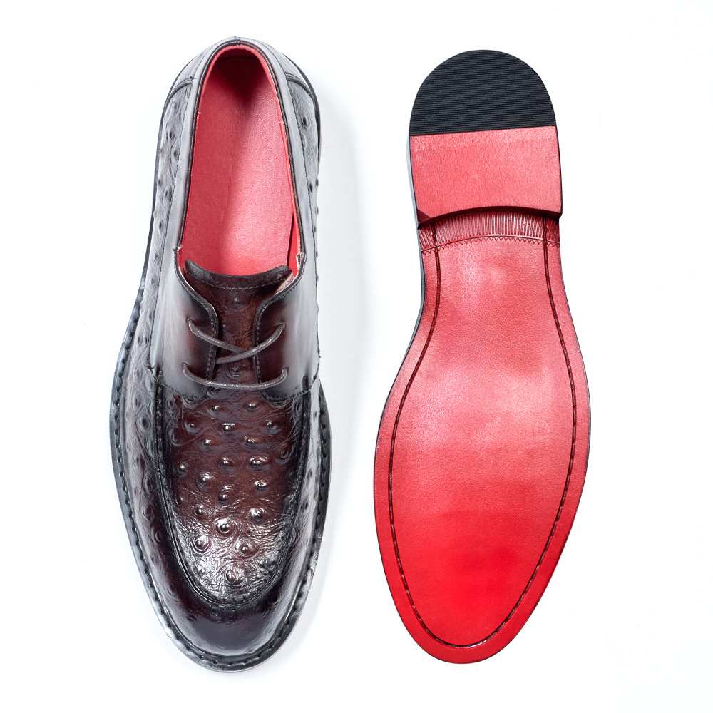 Ostrich pattern embossed business formal leather shoes